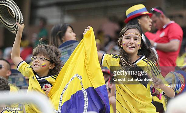 Fans pose for photos before a group A match between Colombia and Costa Rica at NRG Stadium as part of Copa America Centenario US 2016 on June 11,...