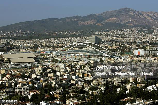 View of Athens and the Olympic stadium. SMH OLYMPICS Picture by VINCE CALIGIURI