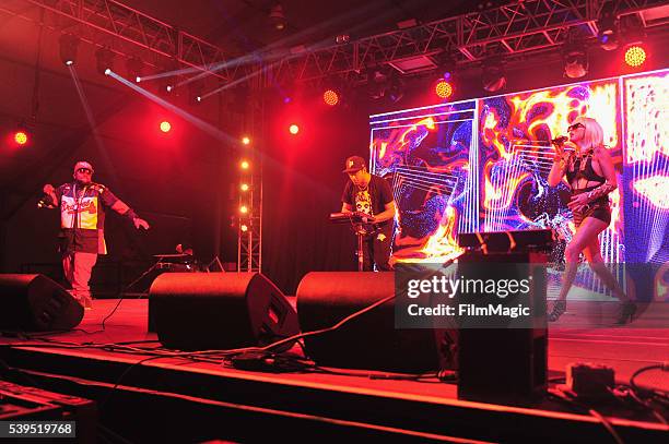 Recording artists Big Boi, Josh Carter and Sarah Barthel of Big Grams perform onstage at That Tent during Day 3 of the 2016 Bonnaroo Arts And Music...