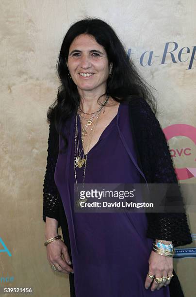 Jewelry designer Helen Ficalora attends the Ovarian Cancer Research Fund Alliance's 3rd Annual Super Saturday Los Angeles at Barker Hangar on June...
