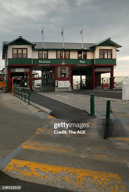 The gatehouse on Station Pier Port Melbourne Taken 22 September 2004. THE AGE Picture by NEIL NEWITT