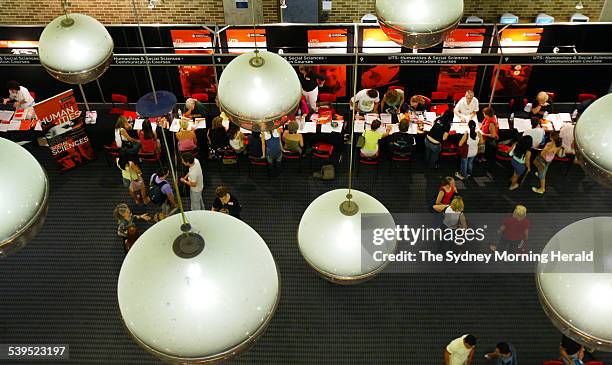 Prospective university students at the University of Technology Sydney open day go about gathering information on available courses on Wednesday 5...