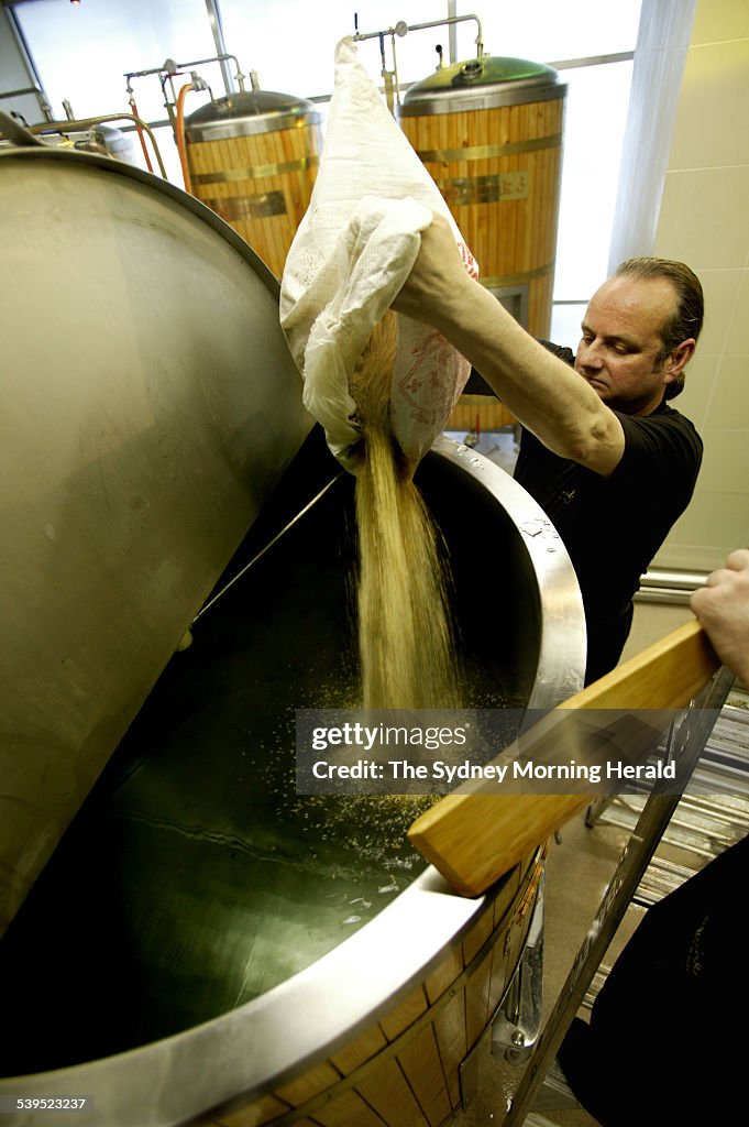 Willie Simpson during the making of his Oyster Stout at the James Squire Brew Ho