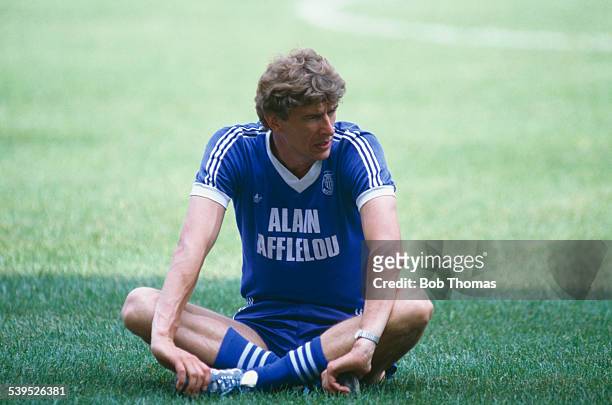 Arsene Wenger, manager of the AS Monaco football team, during a training session, circa 1990.