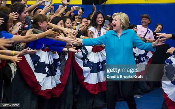 Democratic presidential candidate former Secretary of State Hillary Clinton speaks during a campaign event, May 24, 2016 in Riverside, CA.