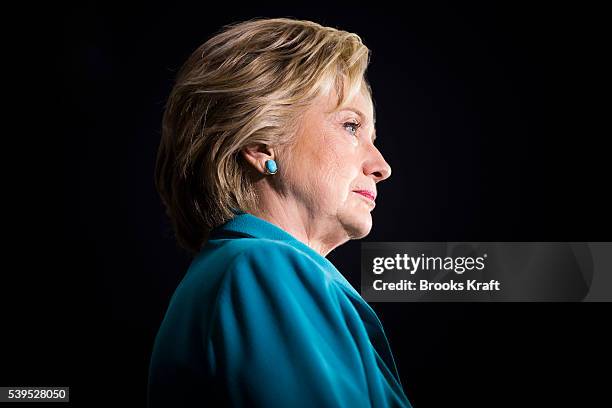 Democratic presidential candidate former Secretary of State Hillary Clinton speaks during a campaign event on May 24, 2016 in Commerce, California....