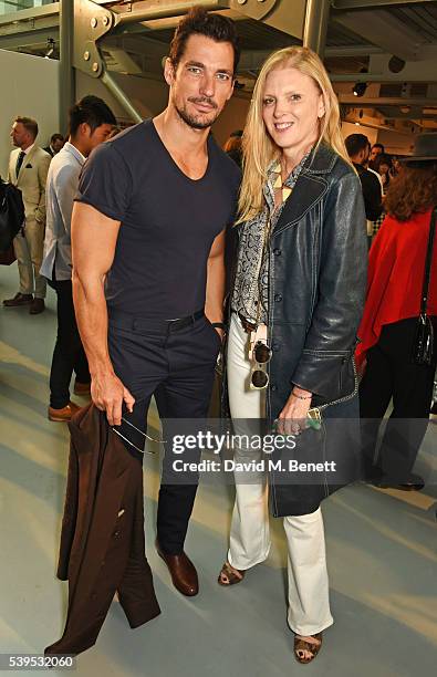David Gandy and Lisa Gregg attend the Christopher Raeburn show during The London Collections Men SS17 at BFC Show Space on June 12, 2016 in London,...