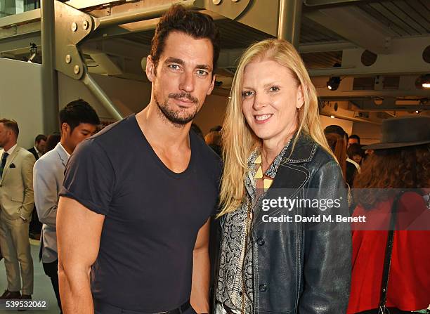 David Gandy and Lisa Gregg attend the Christopher Raeburn show during The London Collections Men SS17 at BFC Show Space on June 12, 2016 in London,...
