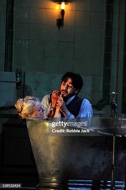 Diana Damrau as Lucia and Charles Castronovo as Edgardo in the Royal Opera's production of Gaetano Donizetti's "Lucia Di Lammermoor" directed by...