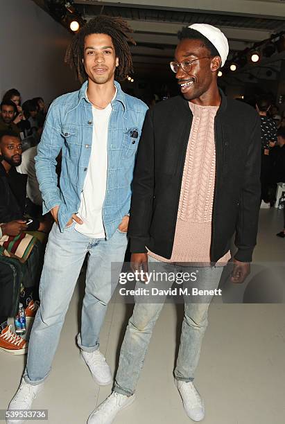 Sean Frank and Nathan Stewart-Jarrett attend the Christopher Raeburn show during The London Collections Men SS17 at BFC Show Space on June 12, 2016...