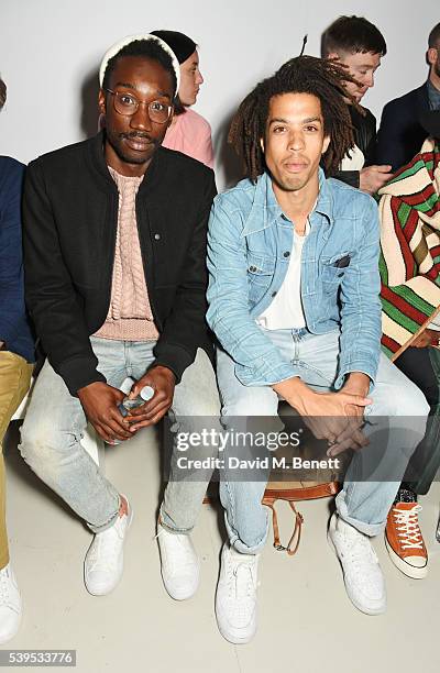 Nathan Stewart-Jarrett and Sean Frank attend the Christopher Raeburn show during The London Collections Men SS17 at BFC Show Space on June 12, 2016...