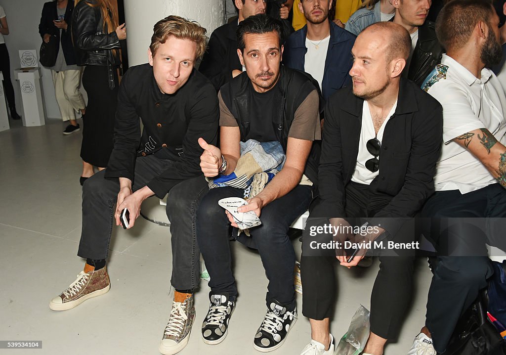 Bosse Myhr, Sebastian Manes and guest attend the Christopher Raeburn