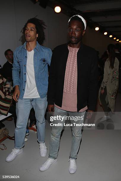 Sean Frank and Nathan Stewart-Jarrett attend the Christopher Raeburn show during The London Collections Men SS17 at on June 12, 2016 in London,...