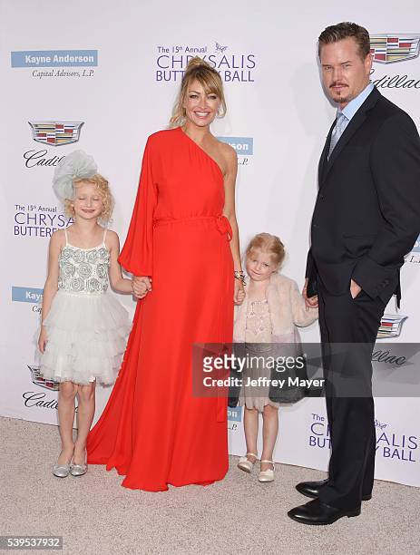 Actress Rebecca Gayheart-Dane, actor Eric Dane and their daughters Georgia Dane and Billie Beatrice Dane arrive at the 15th Annual Chrysalis...