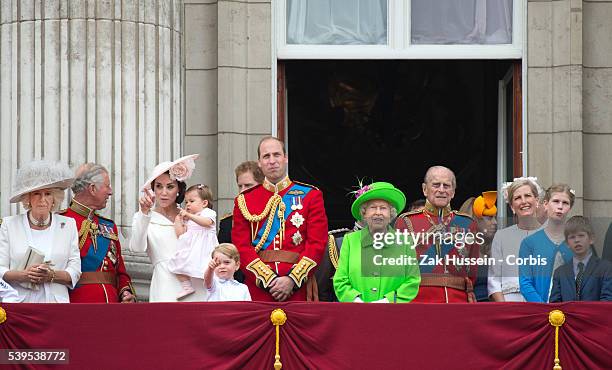 Camilla, Duchess of Cornwall, Prince Charles, Prince of Wales, Catherine, Duchess of Cambridge, Princess Charlotte, Prince George, Prince William,...