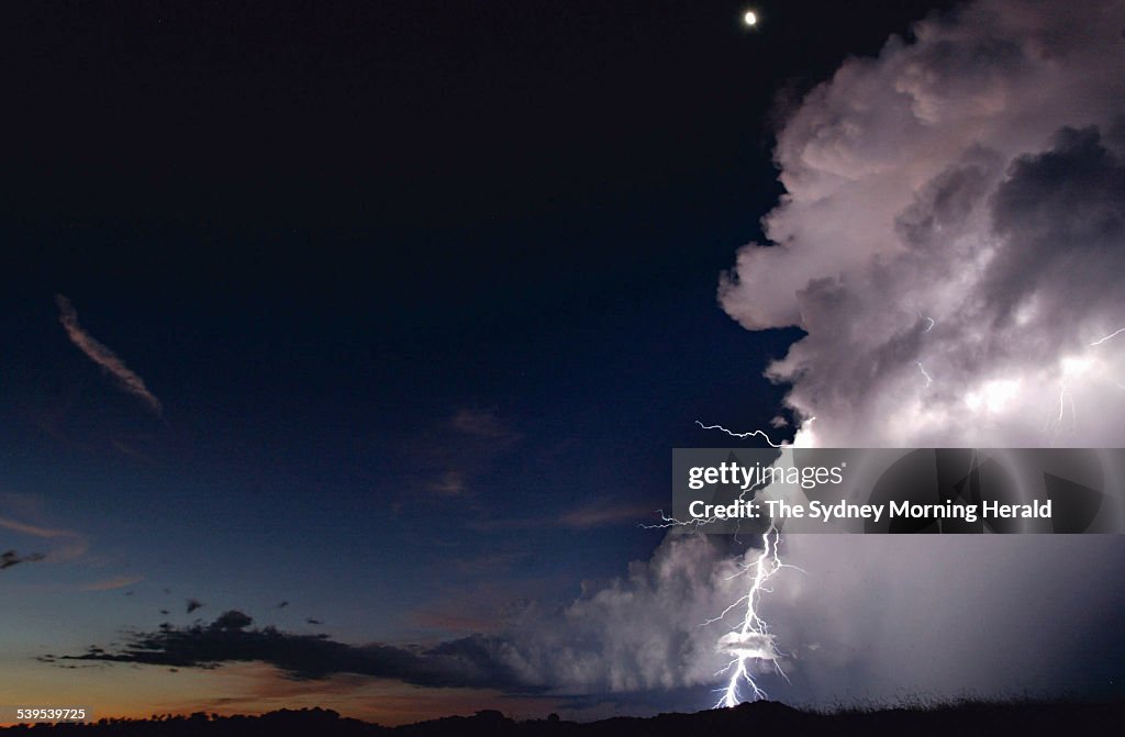Lightning strikes the Adelaide River floodplain, 60km south-west of Darwin, duri