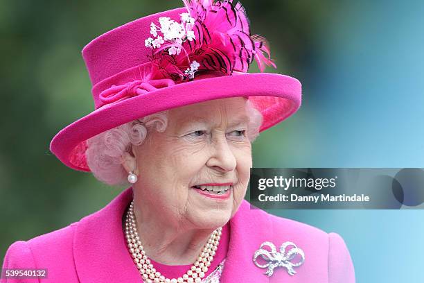 Queen Elizabeth II attends "The Patron's Lunch" celebrations for The Queen's 90th birthday at on June 12, 2016 in London, England.