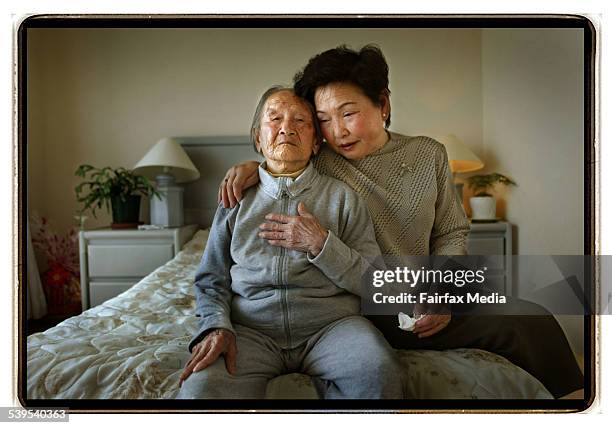 Chinese born Cuiyu Hu is 104 years old and has lived in Australia country for the last ten years. Photographed here with her adopted daughter Motoko...