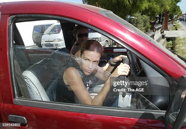Mercedes Corby leaving the Kerobokan jail in Bali with Alyth McCoomb after visiting Schapelle with Ron Bakir and and Robyn Tampoe, 25 May 2005. THE...