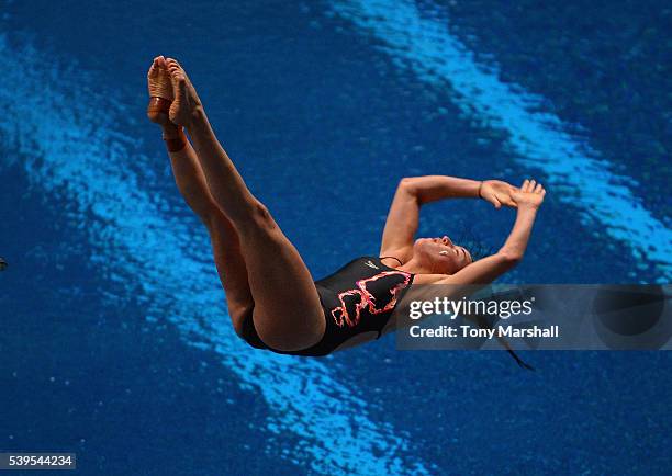 Clare Cryan competes in the Women's 3m Spring Board Final during the British Diving Championships 2016 - Day Three at Ponds Forge on June 12, 2016 in...