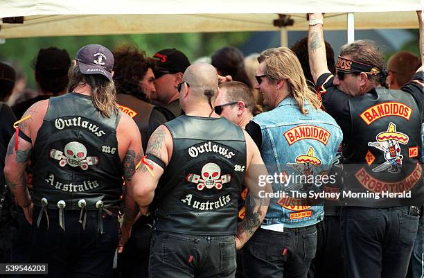 Members of the Bandidos biker gang attend the funeral of fellow member Sasha Milenkovic, at Rookwood Cemetery, who was killed during a shootout at...