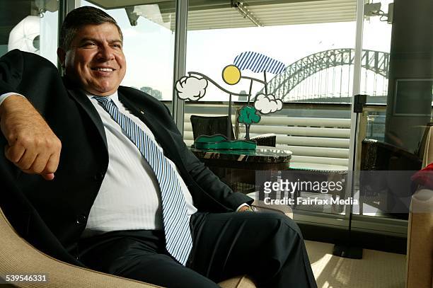 John Symond. MD of Aussie John Symond at his apartment at Walsh Bay, 8 March 2005. AFR Picture by ANDREW QUILTY
