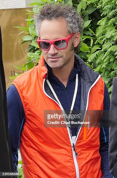 Bilderberg conference participant Alex Karp sighted departing outside Hotel Taschenbergpalais on June 12, 2016 in Dresden, Germany. Dresden is...