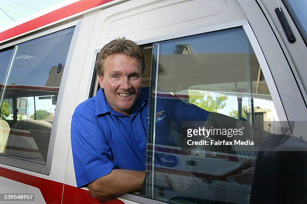 Shuttle bus driver for the Grand Prix Garry Higginson at the track in Albert Park, Melbourne, 24th February 2005 AGE NEWS Picture by PAUL HARRIS