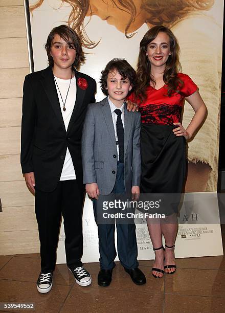 March 10, 2016 --- Actors: Finn McLeod Ireland , Adam Greaves-Neal and Sara Lazzaro arrive for the LA Premiere of "The Young Messiah" at the Cinemark...