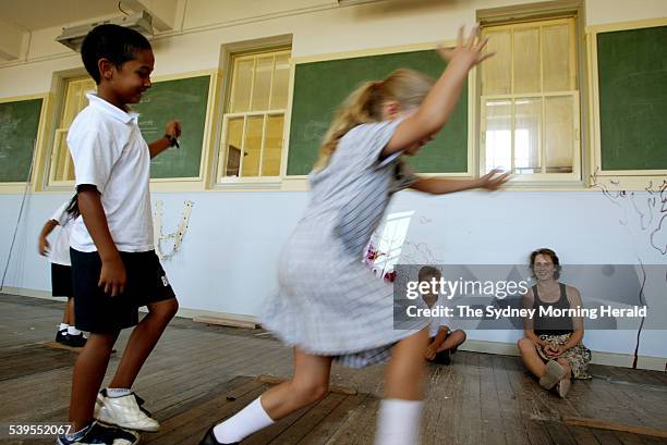 Artist in Residence Caroline Rothwell in her art space at Bondi Public School on 14 March 2004 which she will use to teach the kids Dion Narayan,...