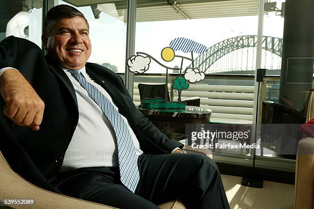 John Symond, MD of Aussie John Symond at his apartment at Walsh Bay, 8 March 2005. AFR Picture by ANDREW QUILTY
