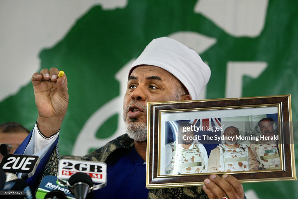 Grand Mufti of Australia Sheik Taj Din al-Hilali holds a media conference after