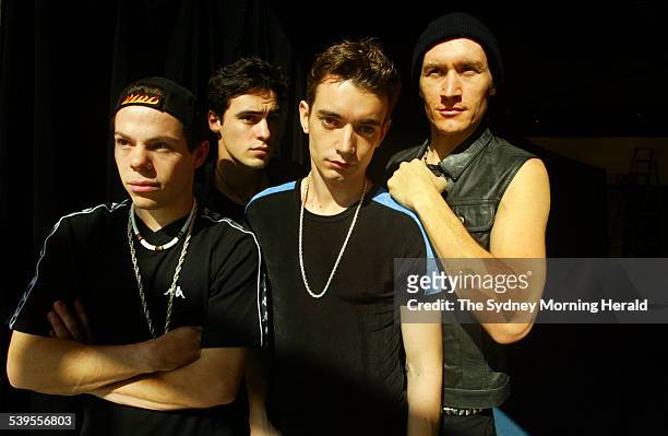 Members of the comedy-musical Boyband called 4orce, performing at The Seymour Centre. From left are Nicholas Beech, Richard Brancatisano, Andrew...
