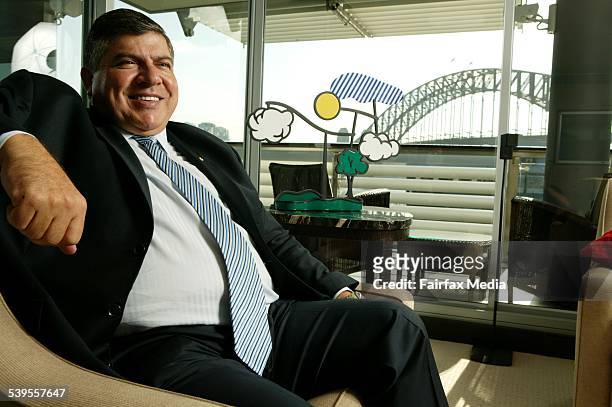 John Symond, MD of Aussie John Symond, at his apartment at Walsh Bay, 8 March 2005. AFR Picture by ANDREW QUILTY