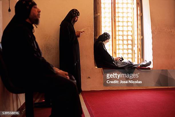 Monks pray inside the Monastery of Saint Antony, the oldest active monastery in the world. Today, the sanctuary houses 107 monks. Founded in 365 A.D....