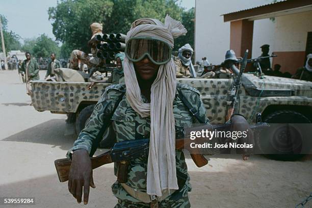 Daza warrior, member of the troops of new President of Chad Idriss Deby, who led a coup d'etat against former president Hissene Habre, who...