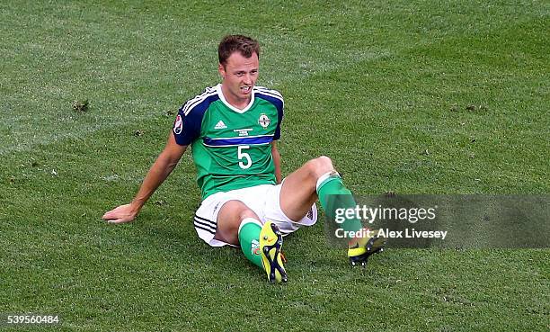 Jonny Evans of Northern Ireland shows his dejection after the UEFA EURO 2016 Group C match between Poland and Northern Ireland at Allianz Riviera...