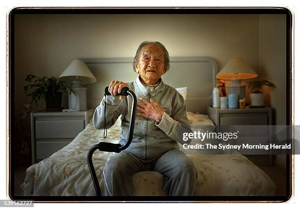 Chinese born Cuiyu Hu aged 104 has lived in Australia for the last ten years. Photographed with her adopted daughter Motoko Otani. The family are...