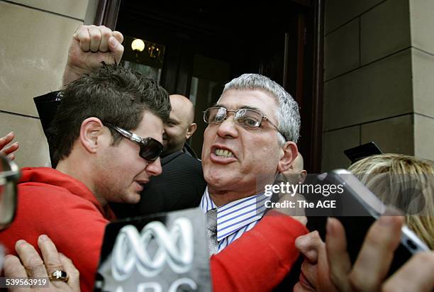 Dominic Mick Gatto outside the Supreme Court after being acquitted of murdering Andrew Veniamin in a Carlton restaurant in 2004 - hugs his son and...