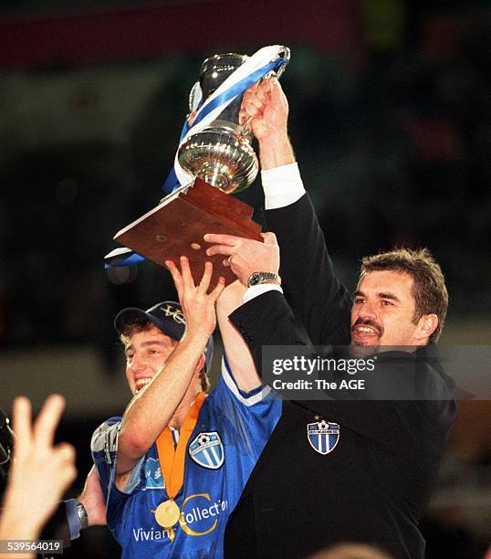 Ericsson Cup Soccer Final - South Melbourne V Sydney United with Paul Trimboli and Ange Postecoglou on 30th May, 1999. THE AGE SPORT Piccture by...