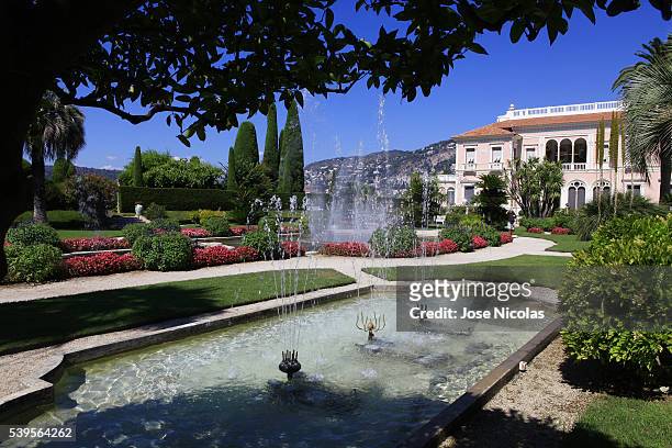 villa ephrussi de rothschild and gardens - villa ephrussi stock pictures, royalty-free photos & images