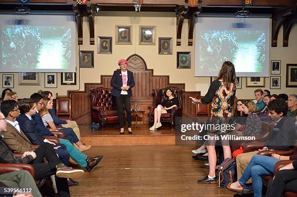 Eddie Izzard addresses The Cambridge Union on the EU Referendum on June 12, 2016 in Cambridge, Cambridgeshire. After joining Labour activists to...