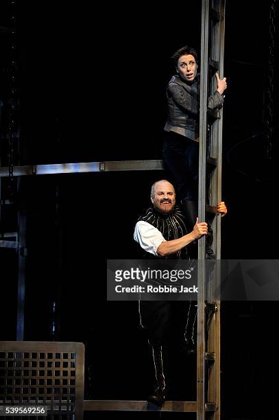 Christopher Purves as Golaud and Rebecca Bottone as Yniold in Welsh National Opera's production of Claude Debussy's Pelleas et Melisande directed by...