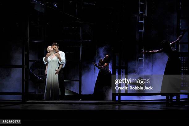 Jacques Imbrailo as Pelleas and Jugita Adamonyte as Melisande with artists of the company in Welsh National Opera's production of Claude Debussy's...