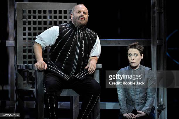 Christopher Purves as Golaud and Rebecca Bottone as Yniold in Welsh National Opera's production of Claude Debussy's Pelleas et Melisande directed by...