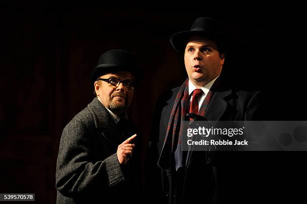 Peter Hoare as Dr Caius and Roland Wood as Ford in the Royal Opera's production of Giuseppe Verdi's Falstaff directed by Robert Carsen and conducted...