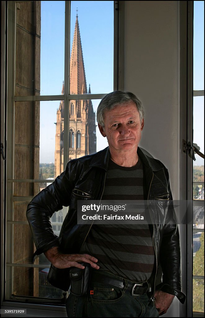 Author Paul Jennings in his Melbourne City apartment THE SATURDAY AGE Books Pic