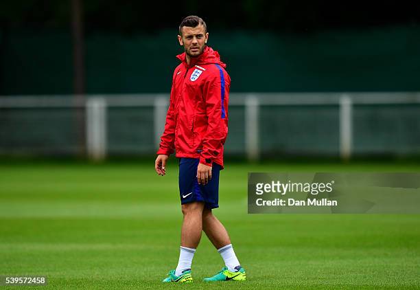 Jack Wilshire of England looks on during a training session at Stade du Bourgognes on June 12, 2016 in Chantilly, France.