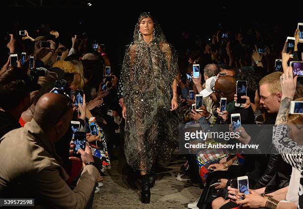 Model walks the runway at the KTZ show during The London Collections Men SS17 on June 12, 2016 in London, England.