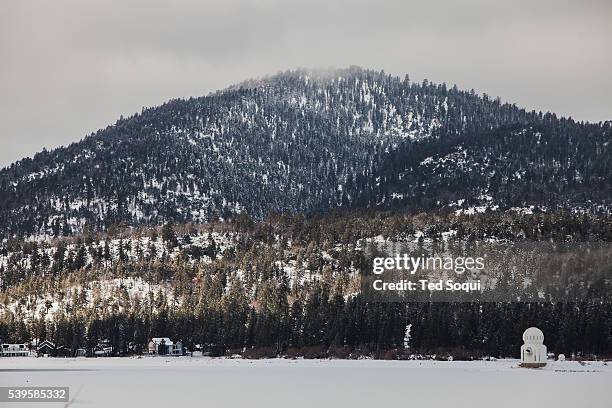 Big Bear with recent snow fall. El Niño winter storms delivers it's first rain storms of winter in to the Los Angeles area. The local mountains...